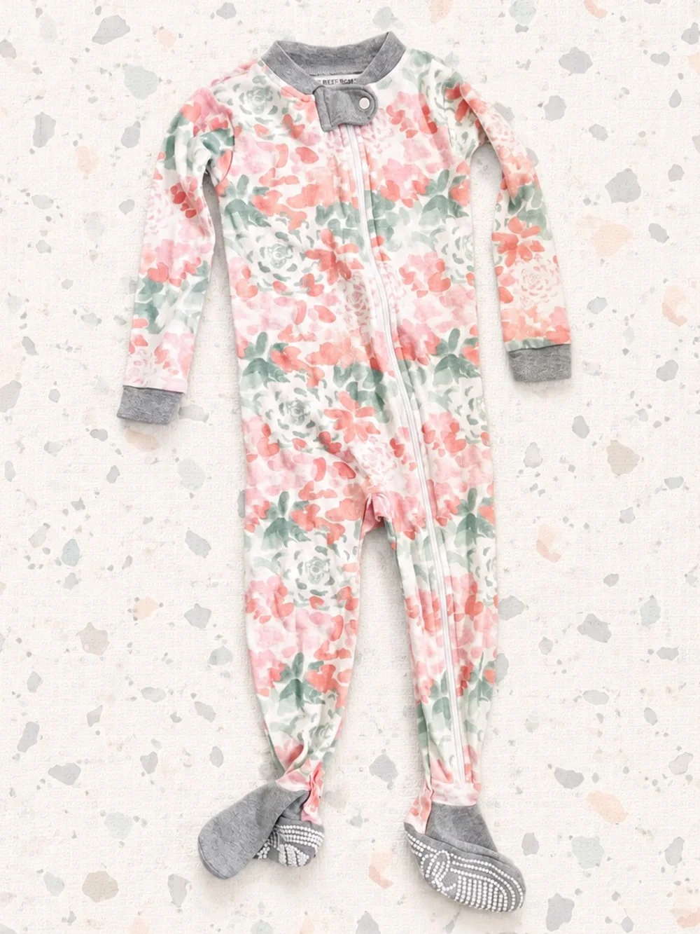 Burt's Bees Girl’s Baby Organic Cotton Footie Sleeper Zip-Up Pajamas - 18 Months